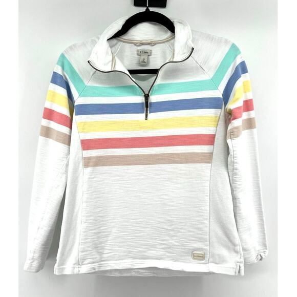 L.L. Bean Sweaters - L.L. Bean 1/4 Quarter Zip Cotton Pullover Women's XS White